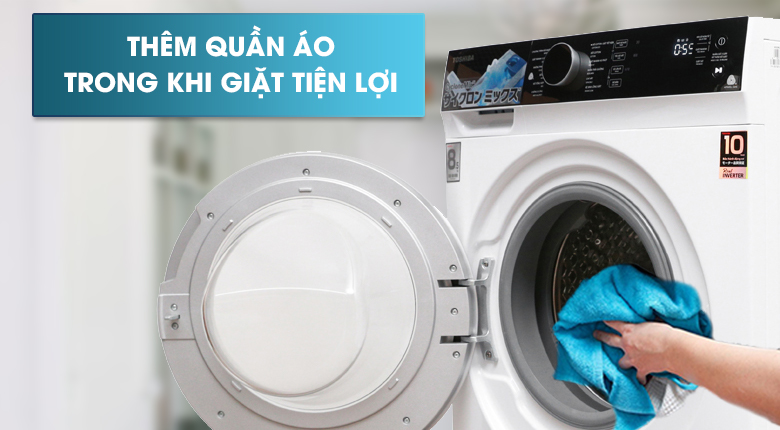 Thêm quần áo - Máy giặt Toshiba Inverter 8.5 kg TW-BH95M4V Thêm quần áo - Máy giặt Toshiba Inverter 8.5 kg TW-BH95M4V