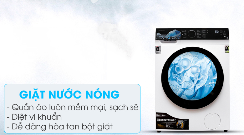 Giặt nước nóng - Máy giặt Toshiba Inverter 8.5 kg TW-BH95M4V Giặt nước nóng - Máy giặt Toshiba Inverter 8.5 kg TW-BH95M4V