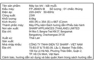 May Loc Khong Khi Co Bat Muoi Sharp Fp Jm40v B