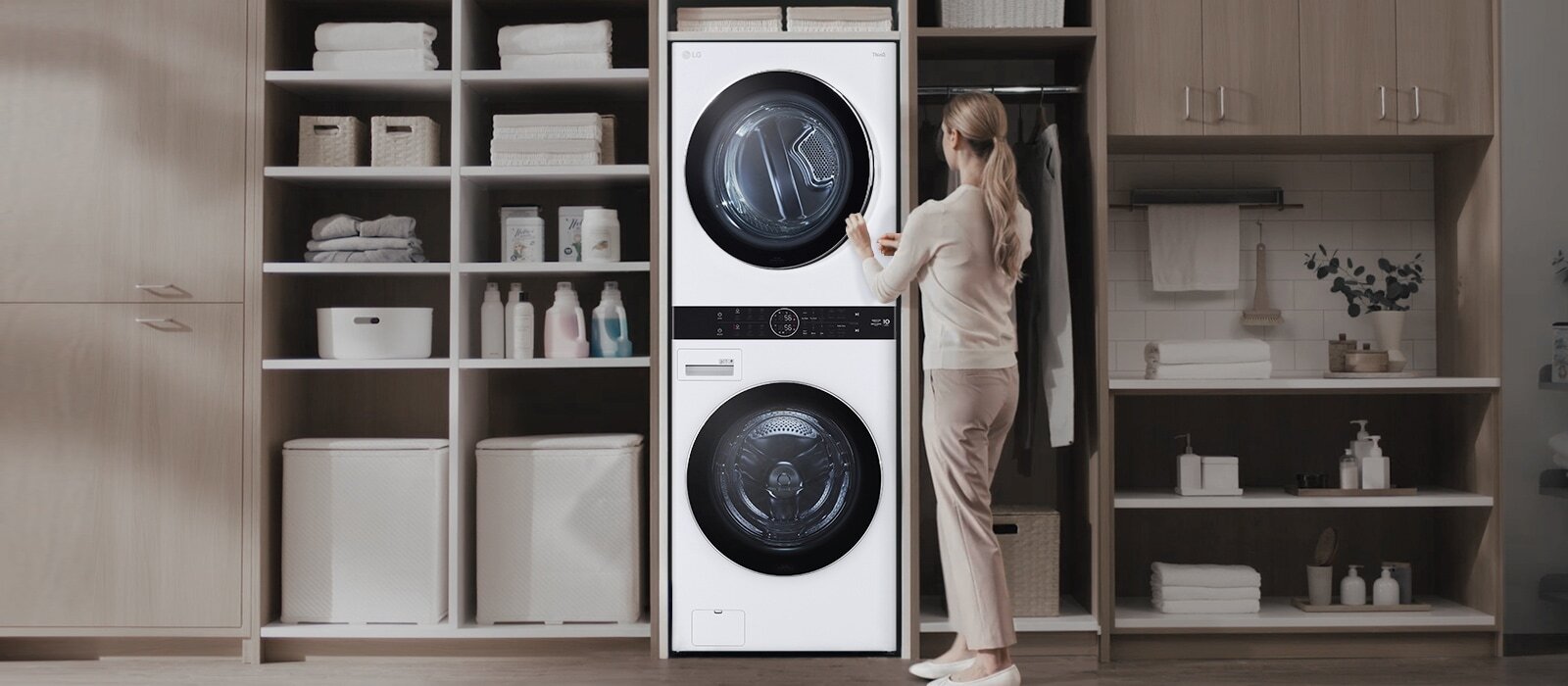 Tháp giặt sấy cao cấp LG WashTower 21 kg sấy 16 kg WT2116SHEG Tháp giặt sấy cao cấp LG WashTower 21 kg sấy 16 kg WT2116SHEG
