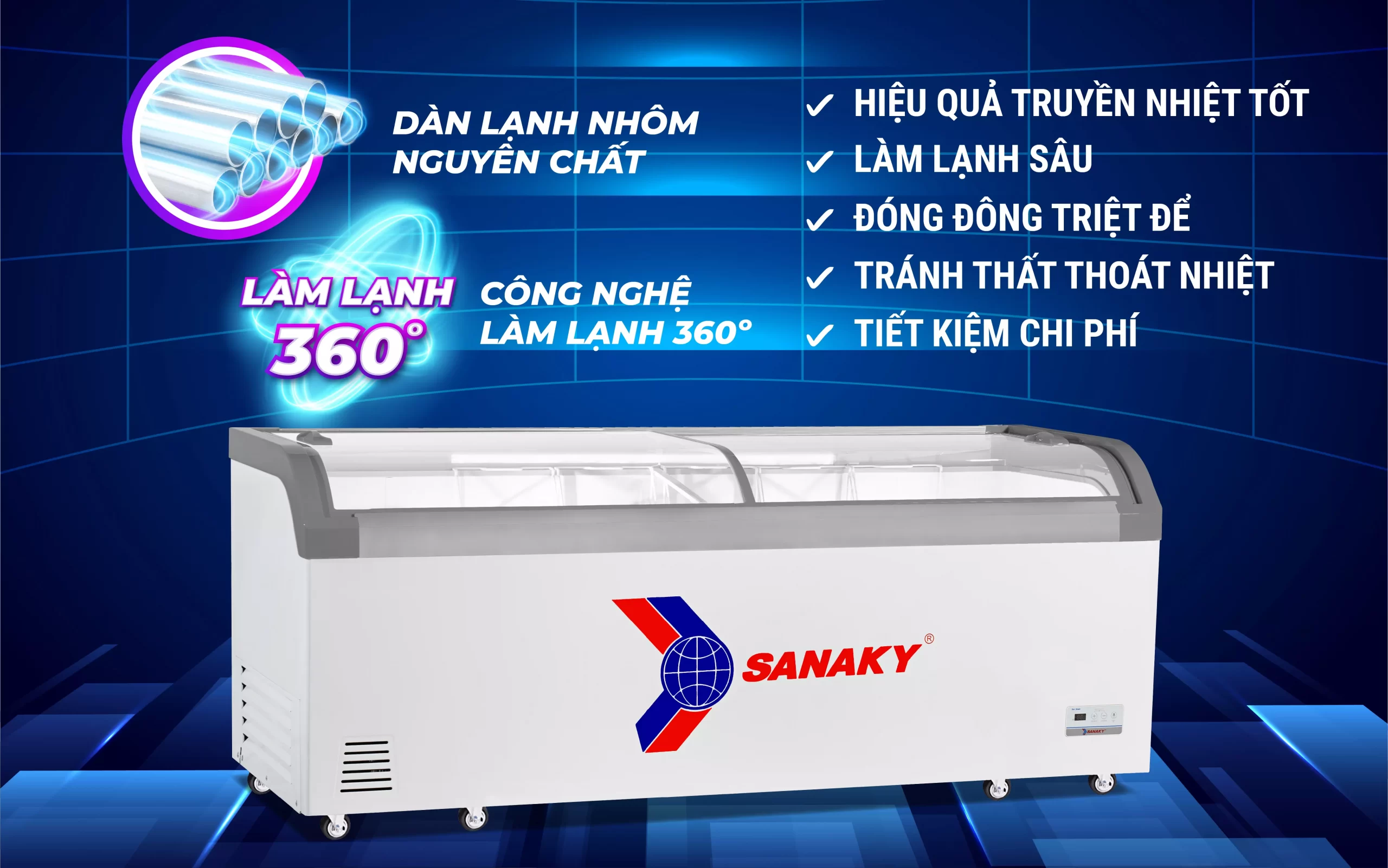 Tủ đông Sanaky kính cong 750L VH-1008KA Tủ đông Sanaky kính cong 750L VH-1008KA