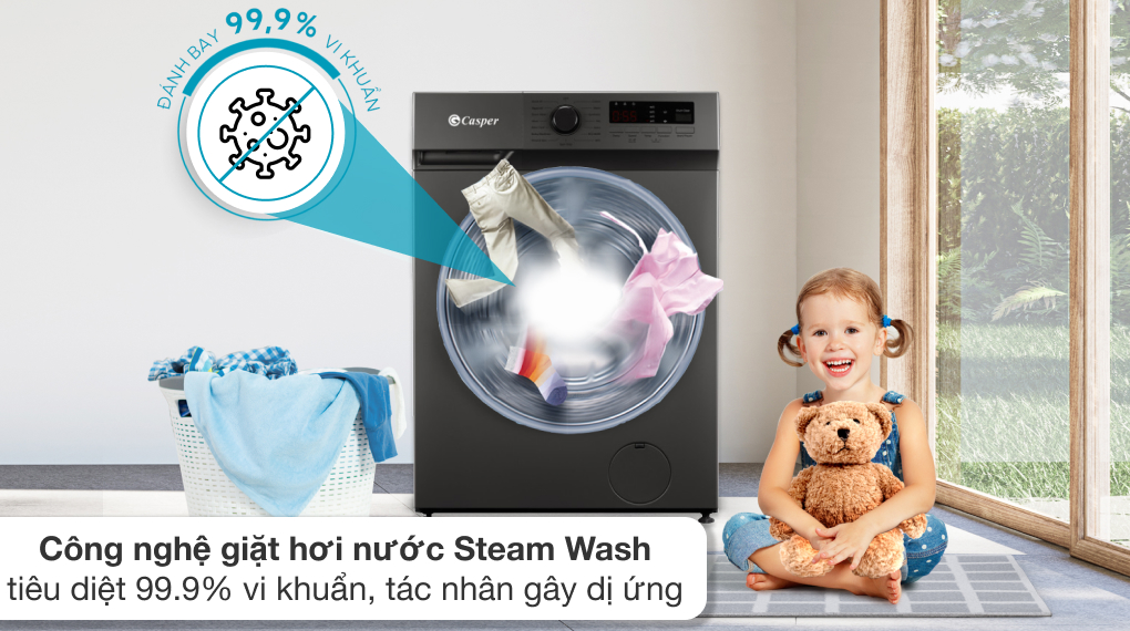 Máy giặt Casper Inverter 9 kg WF-9VG1 Máy giặt Casper Inverter 9 kg WF-9VG1