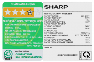 Tu Lanh Sharp Inverter 532 Lit Sj Sbx530vg Bk