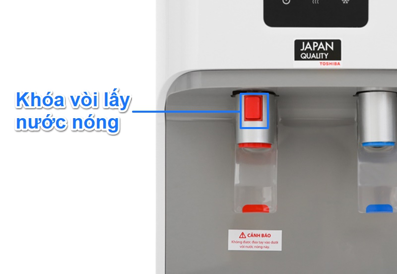 Vòi lấy nước nóng có trang bị khóa vòi - Cây nước nóng lạnh Toshiba RWF-W1664TV(W1) Vòi lấy nước nóng có trang bị khóa vòi - Cây nước nóng lạnh Toshiba RWF-W1664TV(W1)