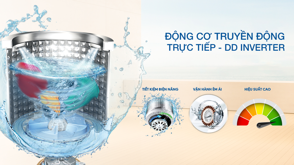 Máy giặt Aqua Inverter 18 kg AQW-DR180UHT PS - Động cơ tuyền động trực tiếp Máy giặt Aqua Inverter 18 kg AQW-DR180UHT PS - Động cơ tuyền động trực tiếp