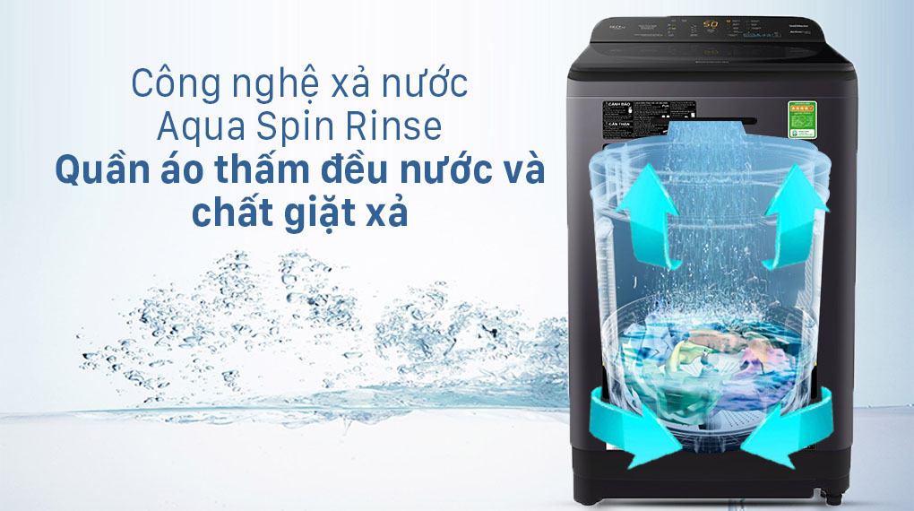 Máy giặt Panasonic 8.5 Kg NA-F85A9BRV - Công nghệ xả nước Aqua Spin Rinse giúp quần áo thấm đều nước và chất giặt xả Máy giặt Panasonic 8.5 Kg NA-F85A9BRV - Công nghệ xả nước Aqua Spin Rinse giúp quần áo thấm đều nước và chất giặt xả