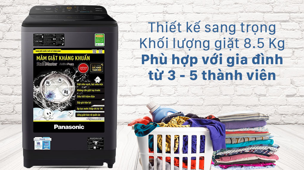 Máy giặt Panasonic 8.5 Kg NA-F85A9BRV -thiết kế sang trọng, khối lượng giặt 8.5 kg Máy giặt Panasonic 8.5 Kg NA-F85A9BRV -thiết kế sang trọng, khối lượng giặt 8.5 kg