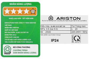 Máy nước nóng gián tiếp Ariston 20 lít 2500W SLIM3 20 R