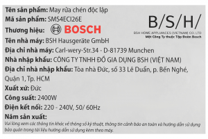 Máy rửa chén độc lập Bosch SMS4ECI26E