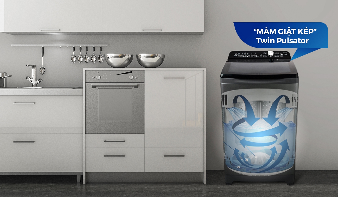 Máy giặt Aqua 12 kg AQW-FR120CT.S - Twin Pulsator