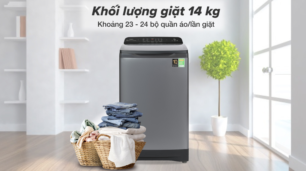 Máy giặt Aqua 14 kg AQW-FR140UHT SS - Khối lượng giặt Máy giặt Aqua 14 kg AQW-FR140UHT SS - Khối lượng giặt