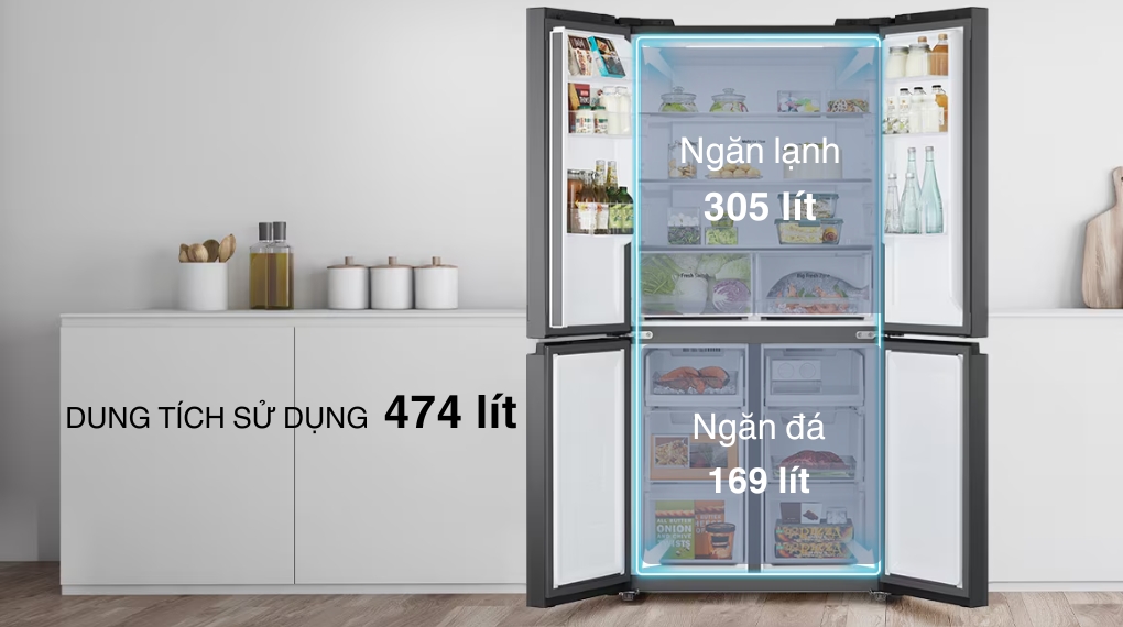 Tủ lạnh LG Inverter 474 lít Multi Door LFB47BLG - Ngăn đá