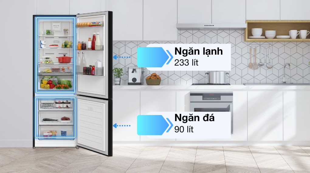 Tủ lạnh Hitachi Inverter 323 lít HRBN6340DGBKVN - Dung tích sử dụng