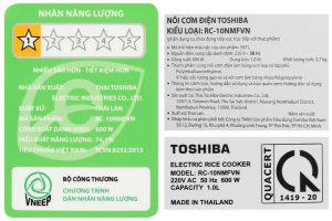 Nồi cơm điện tử Toshiba 1 lít RC-10NMFVN(WT)