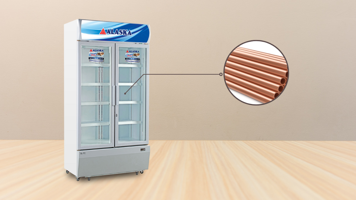 Dàn lạnh bằng đồng giúp tủ mát làm lạnh nhanh chóng