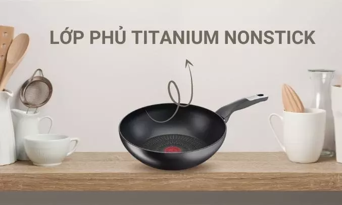 Chảo chiên lòng sâu Tefal - Lớp phủ Titanium nonstick