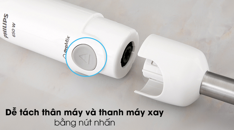 Máy xay sinh tố cầm tay Philips HR2534 - Nhấn nút tách rời thân máy và thanh máy xay gọn gàng Máy xay sinh tố cầm tay Philips HR2534 - Nhấn nút tách rời thân máy và thanh máy xay gọn gàng