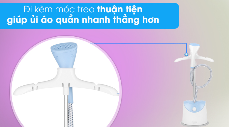 Kèm móc treo tiện dụng - Bàn ủi hơi nước đứng Philips GC482/29 Kèm móc treo tiện dụng - Bàn ủi hơi nước đứng Philips GC482/29