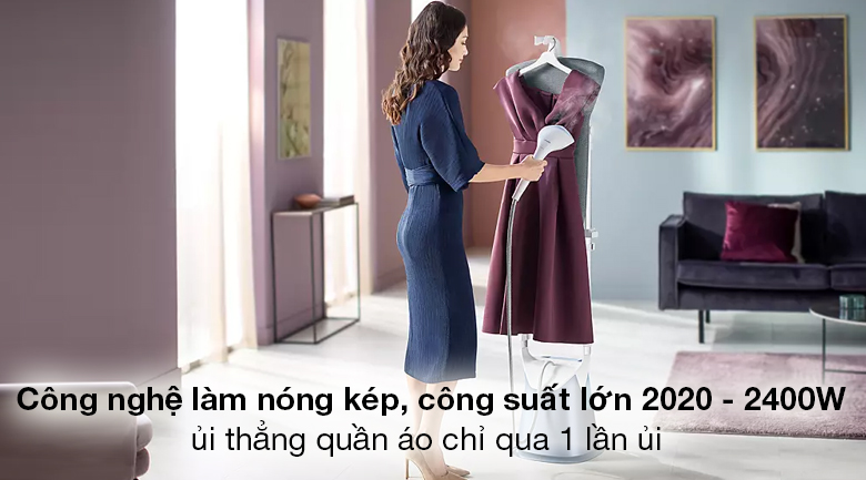 Bàn ủi hơi nước đứng Philips GC625/29 - Ủi thẳng quần áo chỉ qua 1 lần ủi nhờ tích hợp công nghệ làm nóng kép, công suất lớn 2020 - 2400W Bàn ủi hơi nước đứng Philips GC625/29 - Ủi thẳng quần áo chỉ qua 1 lần ủi nhờ tích hợp công nghệ làm nóng kép, công suất lớn 2020 - 2400W