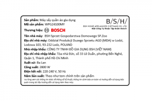 Máy sấy ngưng tụ Bosch 9 kg WPG24100MY