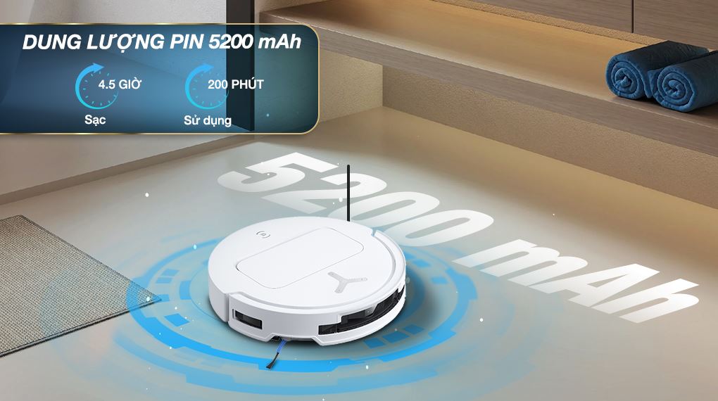 Dung lượng pin - Robot hút bụi lau nhà Ecovacs Deebot T50 OMNI Dung lượng pin - Robot hút bụi lau nhà Ecovacs Deebot T50 OMNI