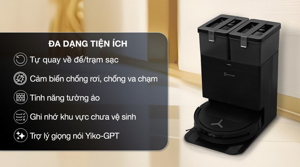 Robot hút bụi lau nhà Ecovacs Deebot T50 Pro OMNI - Đen - Tiện ích Robot hút bụi lau nhà Ecovacs Deebot T50 Pro OMNI - Đen - Tiện ích