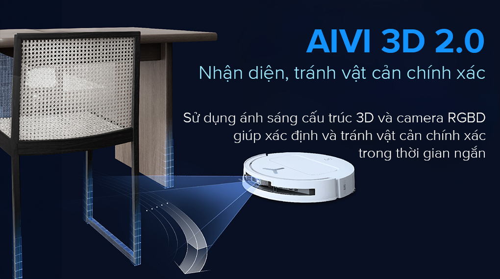 Công nghệ AIVI 3D 2.0 - Robot hút bụi lau nhà Ecovacs Deebot T50 Pro OMNI - Trắng Công nghệ AIVI 3D 2.0 - Robot hút bụi lau nhà Ecovacs Deebot T50 Pro OMNI - Trắng