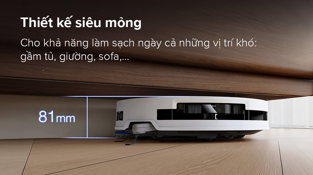 Thiết kế siêu mỏng - Robot hút bụi lau nhà Ecovacs Deebot T50 Pro OMNI - Trắng Thiết kế siêu mỏng - Robot hút bụi lau nhà Ecovacs Deebot T50 Pro OMNI - Trắng