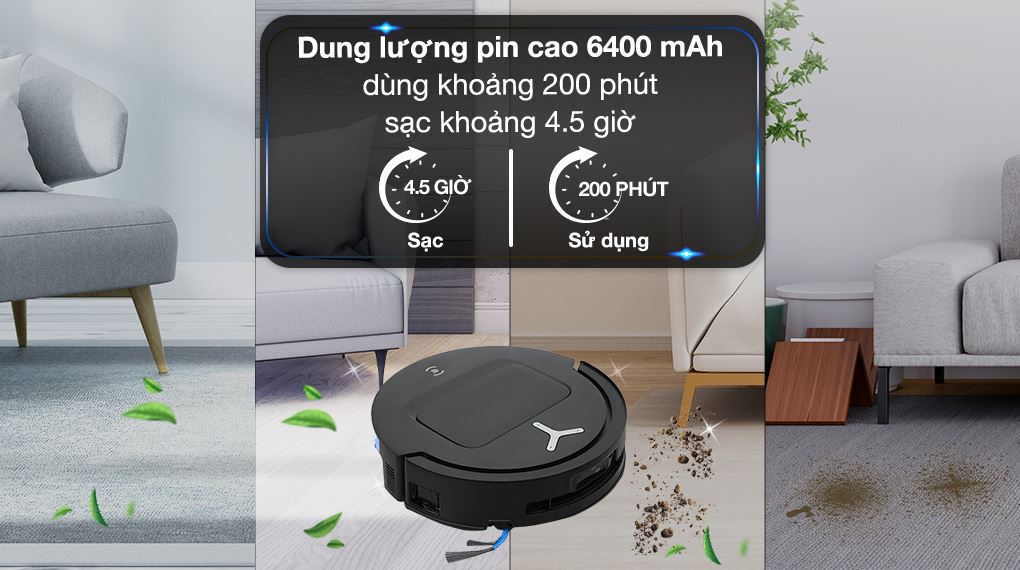 Thời gian sạc và sử dụng - Robot hút bụi lau nhà Ecovacs Deebot T80 OMNI - Đen Thời gian sạc và sử dụng - Robot hút bụi lau nhà Ecovacs Deebot T80 OMNI - Đen