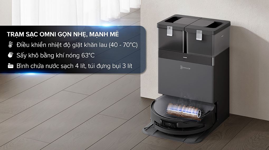 Robot hút bụi lau nhà Ecovacs X8 PRO OMNI Đen - Trạm sạc OMNI Robot hút bụi lau nhà Ecovacs X8 PRO OMNI Đen - Trạm sạc OMNI
