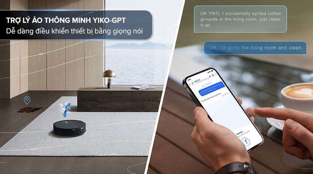 Robot hút bụi lau nhà Ecovacs X8 PRO OMNI Đen - Trợ lý giọng nói Yiko-GPT Robot hút bụi lau nhà Ecovacs X8 PRO OMNI Đen - Trợ lý giọng nói Yiko-GPT