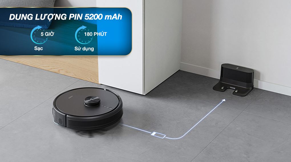 Thời gian sạc và sử dụng - Robot hút bụi lau nhà Ecovacs Y1 PRO Thời gian sạc và sử dụng - Robot hút bụi lau nhà Ecovacs Y1 PRO