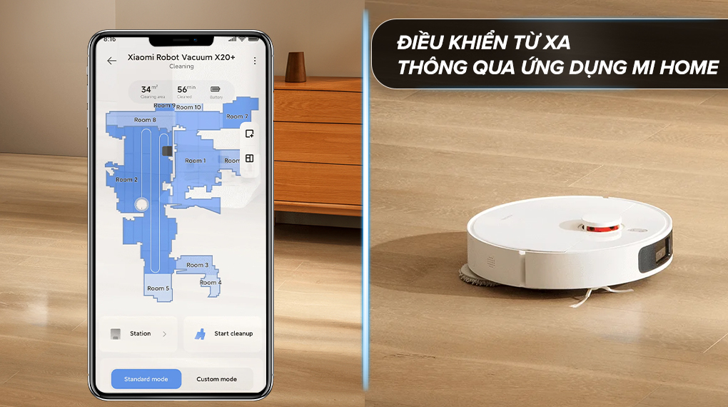 Điều khiển từ xa - Robot hút bụi lau nhà Xiaomi X20+ Điều khiển từ xa - Robot hút bụi lau nhà Xiaomi X20+