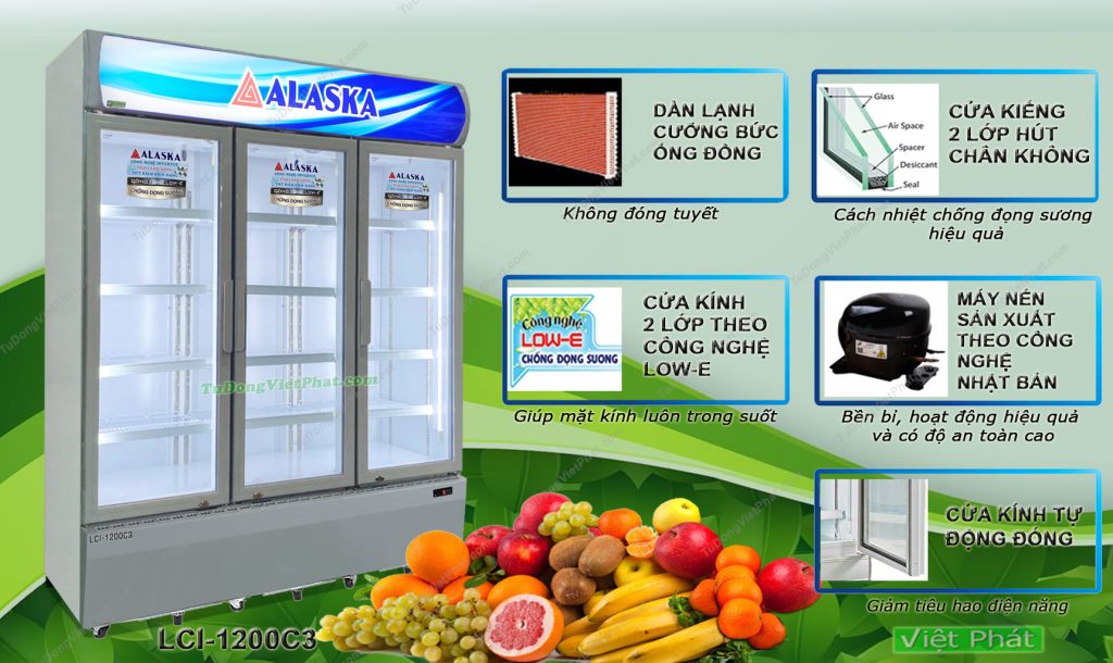 Tủ mát Alaska Inverter LCI-1200C3 3 cánh