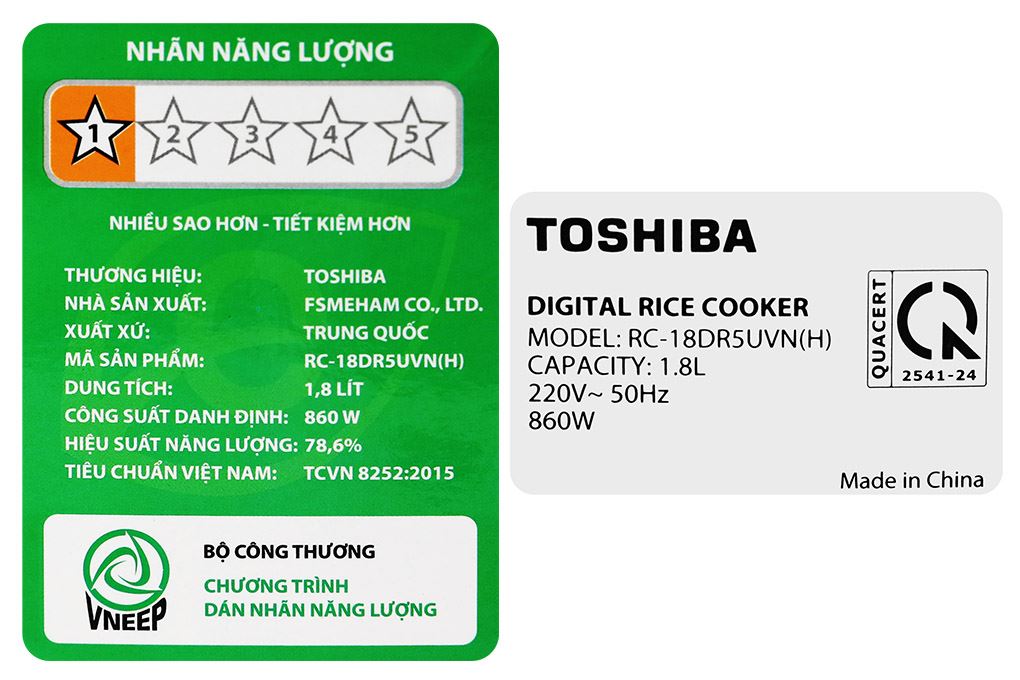 Nồi cơm điện tử Toshiba 1.8 lít RC-18DR5UVN(H) Nồi cơm điện tử Toshiba 1.8 lít RC-18DR5UVN(H)