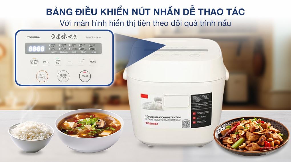Nồi cơm điện tử Toshiba 1.8 lít RC-18DR5UVN(W) - Bảng điều khiển Nồi cơm điện tử Toshiba 1.8 lít RC-18DR5UVN(W) - Bảng điều khiển