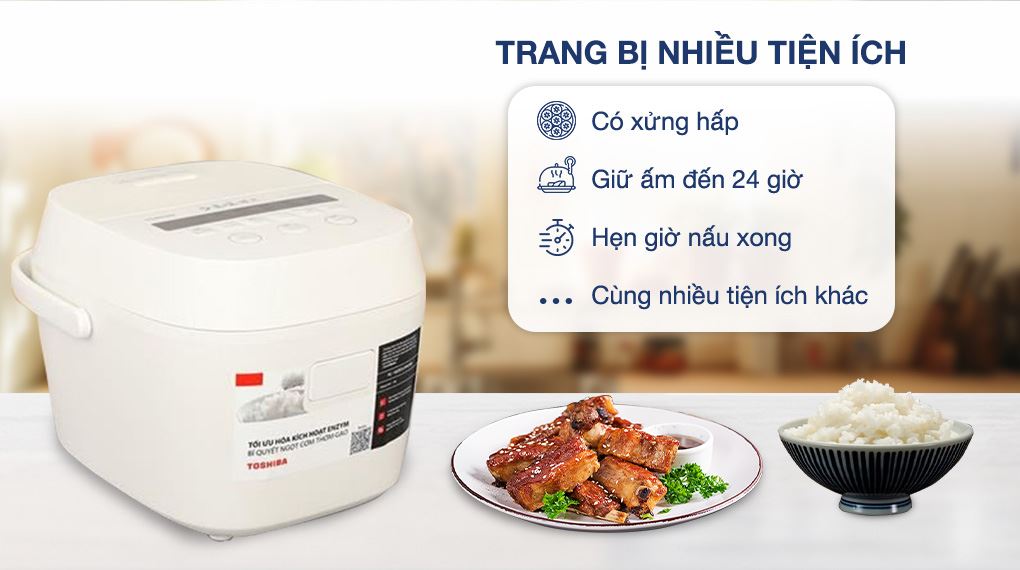 Nồi cơm điện tử Toshiba 1.8 lít RC-18DR5UVN(W) - Tiện ích Nồi cơm điện tử Toshiba 1.8 lít RC-18DR5UVN(W) - Tiện ích