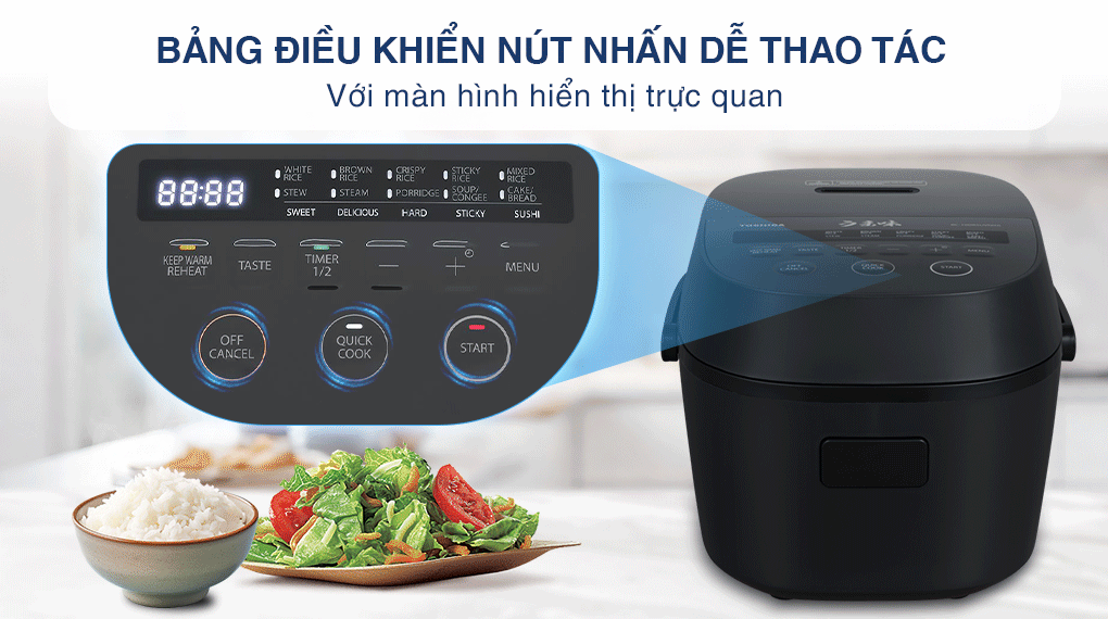 Nồi cơm điện tử Toshiba 1 lít RC-10DR5UVN(H) - Bảng điều khiển Nồi cơm điện tử Toshiba 1 lít RC-10DR5UVN(H) - Bảng điều khiển