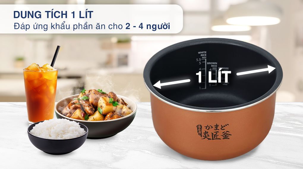 Nồi cơm điện tử Toshiba 1 lít RC-10DR5UVN(H) - Dung tích Nồi cơm điện tử Toshiba 1 lít RC-10DR5UVN(H) - Dung tích