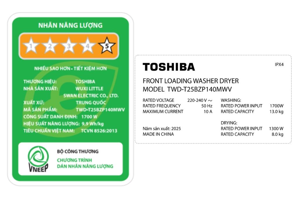 Máy giặt sấy Toshiba Inverter giặt 13 kg - sấy 8 kg TWD-T25BZP140MWV(MG) Máy giặt sấy Toshiba Inverter giặt 13 kg - sấy 8 kg TWD-T25BZP140MWV(MG)