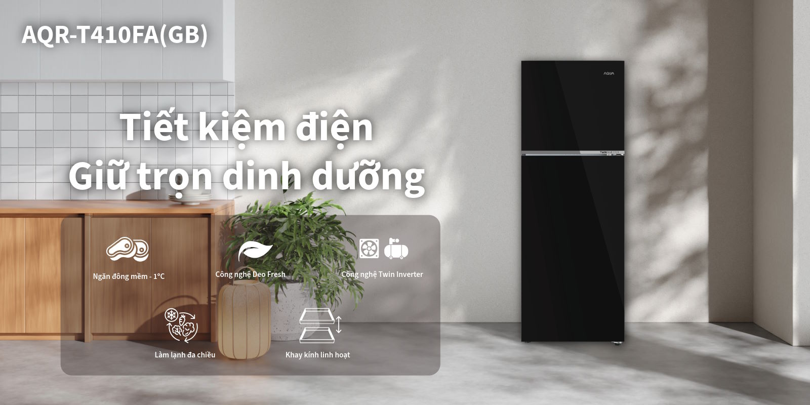 Tủ lạnh Aqua Inverter 347 lít AQR-T410FA(GB)