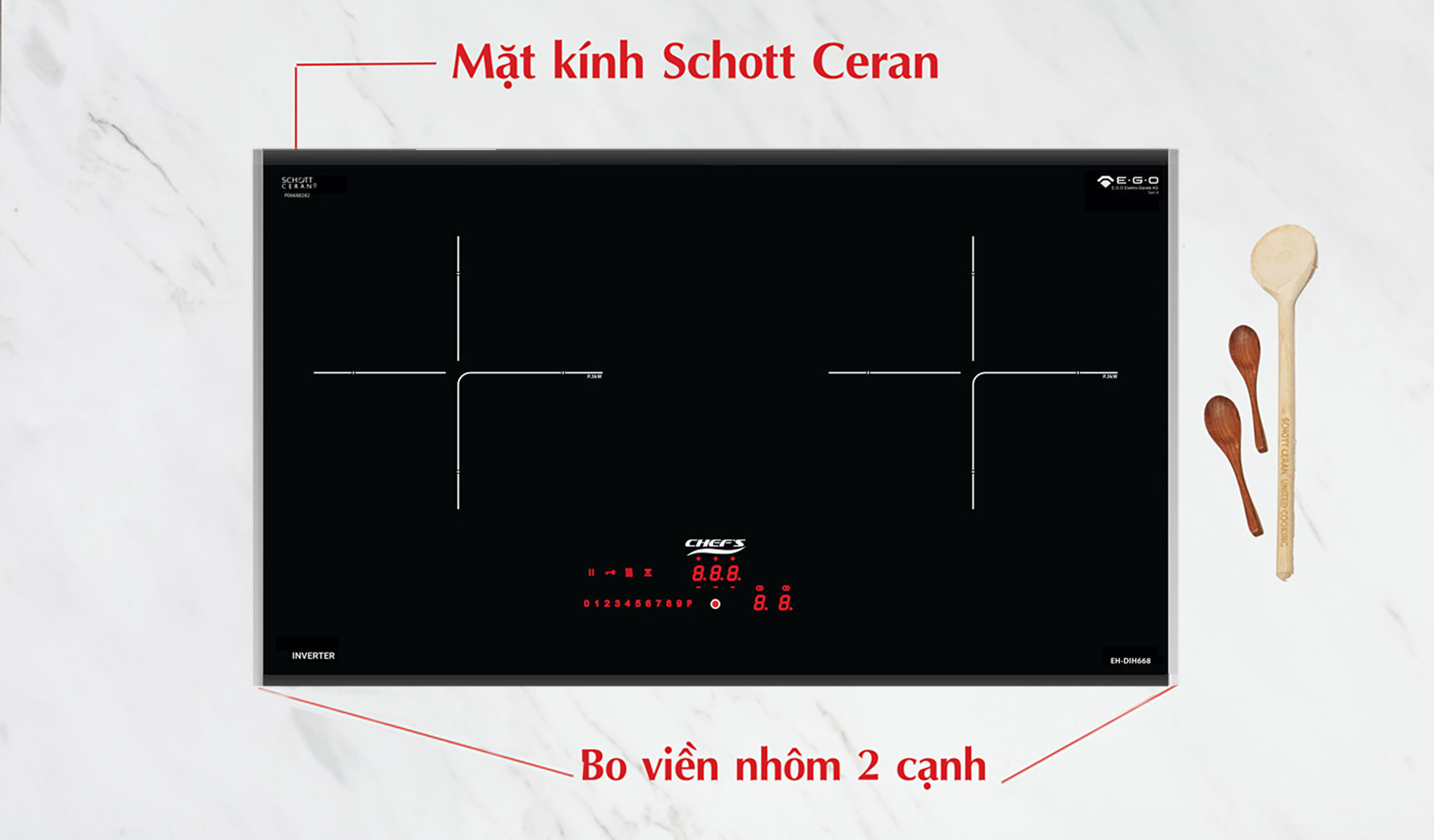 Kính Schott Ceran trên Bếp Chef's EH-DIH668