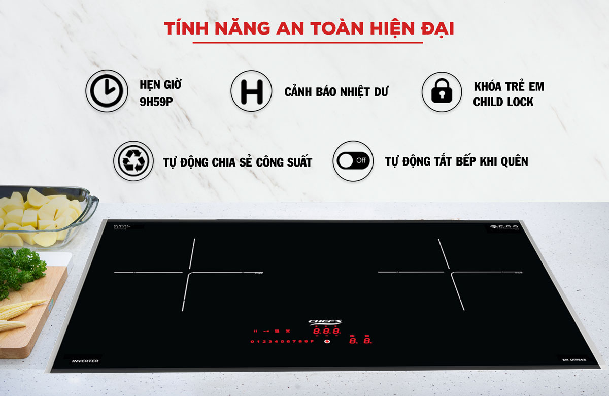 Tính năng an toàn trên bếp từ Chef's