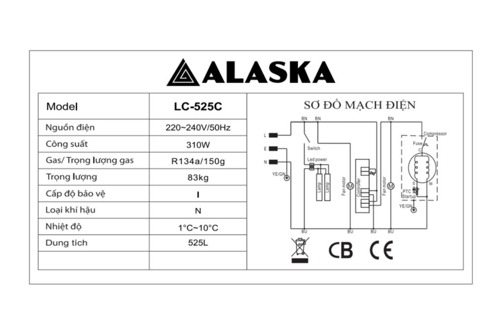 Tủ mát Alaska 525 lít LC-525C Tủ mát Alaska 525 lít LC-525C