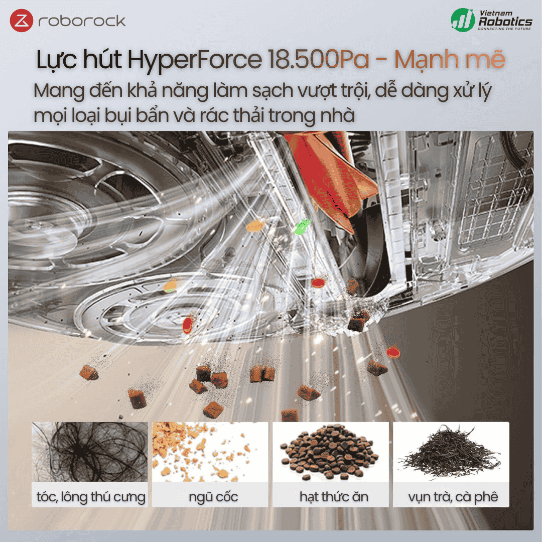 Lực hút HyperForce™ 18.500 Pa - Sức mạnh dọn dẹp vượt trội