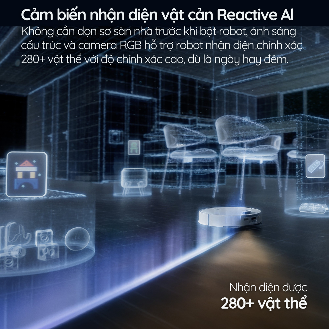 Reactive AI – Nhận diện vật cản thông minh, dọn dẹp không cần chuẩn bị trước
