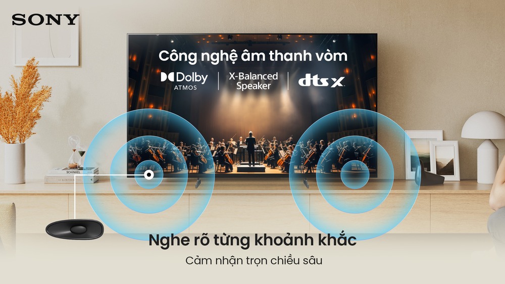 Thưởng thức âm thanh vòm sống động Sony Google Smart TV BRAVIA 3 II K-55XR30M2