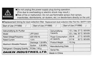 Máy hút ẩm kết hợp lọc không khí Daikin JPF12AV2