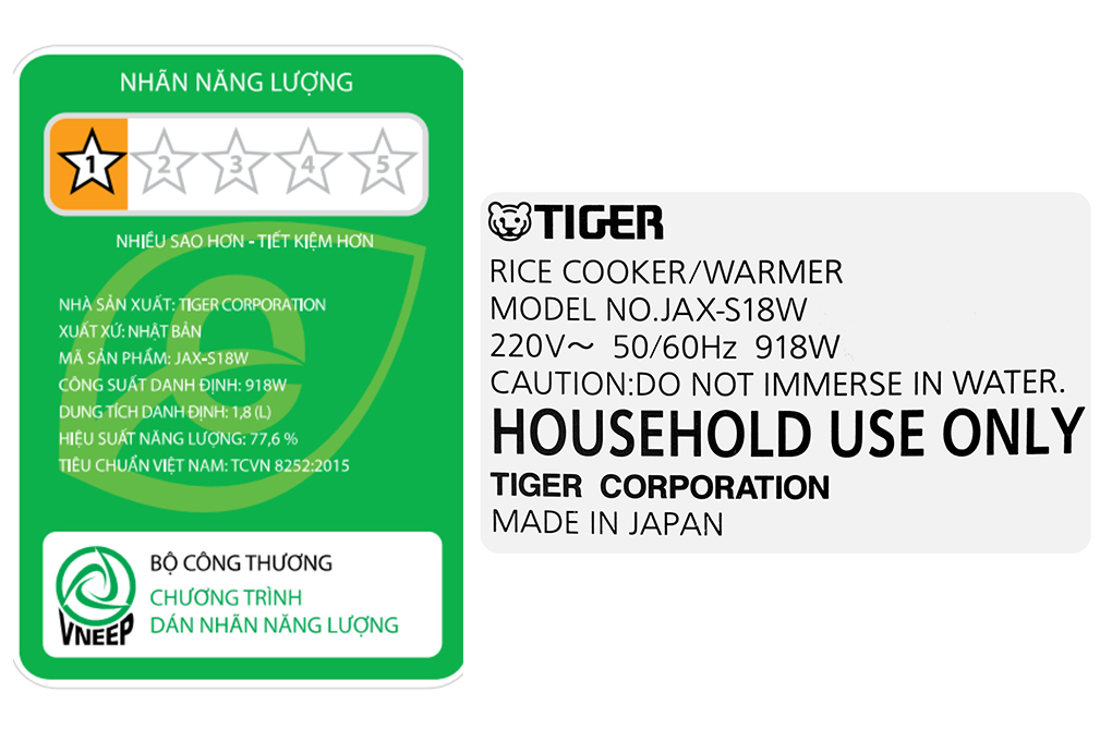 Nồi cơm điện tử Tiger 1.8 lít JAX-S18W Nồi cơm điện tử Tiger 1.8 lít JAX-S18W