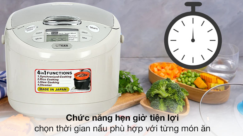 Chức năng hẹn giờ - Nồi cơm điện tử Tiger 1.8 lít JAX-S18W Chức năng hẹn giờ - Nồi cơm điện tử Tiger 1.8 lít JAX-S18W